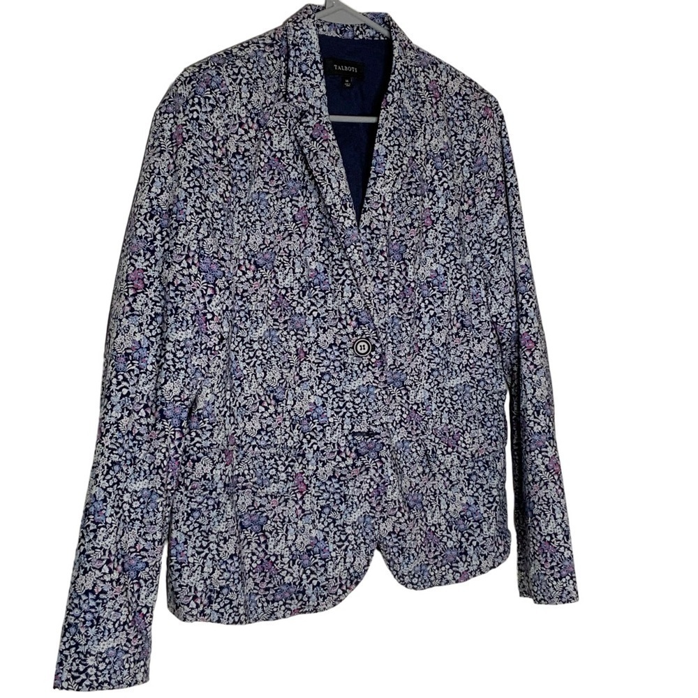 Talbots floral blazer with long sleeves. Two button closure. Size 14 - Picture 3 of 7